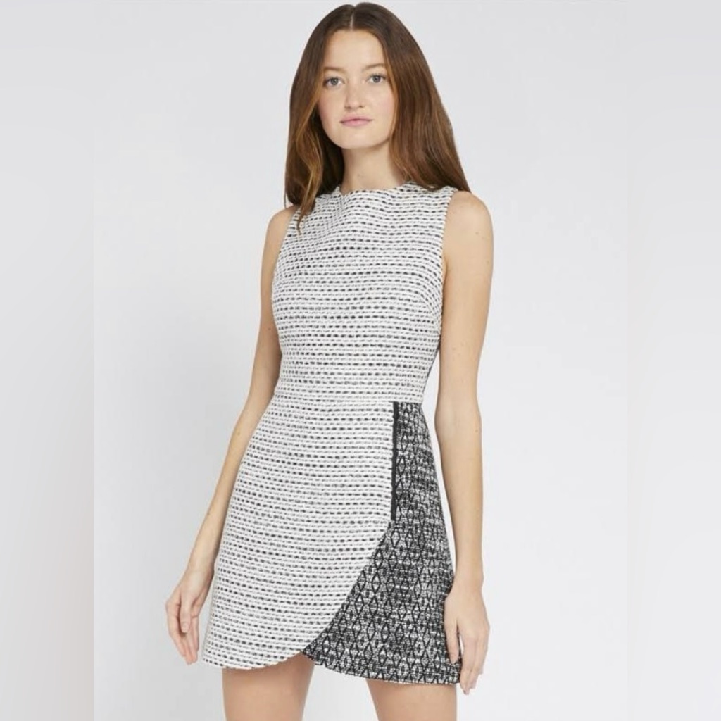 Alice + Olivia Sally Side-Zip Tweed Mini Dress